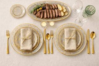 Handmade dinnerware on an elegant modern table setting