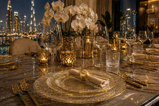 luxury glass dinnerware dubai table setting