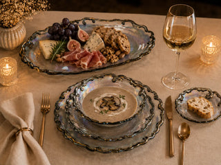 Obsidian Veil - Fused Glass Place Setting for One