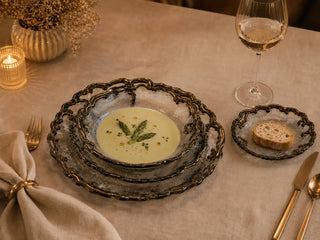 Obsidian Veil - Fused Glass Place Setting for One