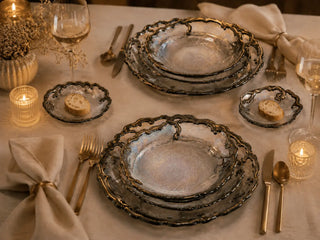 Handmade fused glass dinnerware set with plates