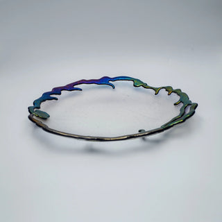 40cm Glass Serving Platter with obsidian rim